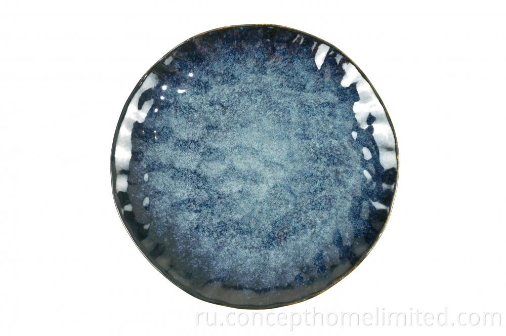 Reactive Glazed Stoneware Dinner Set In Deep Blue Ch22067 G10 3